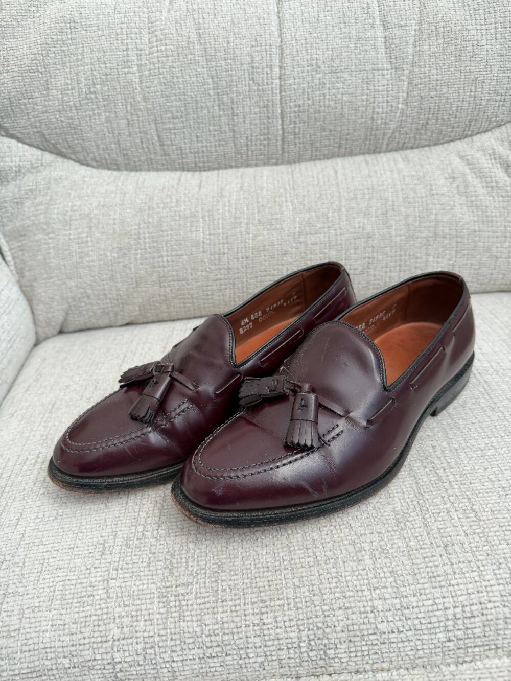 Allen Edmonds Grayson Mens 6.5 EEE Burgundy Tassel Loafers Dress Shoes USA 8297